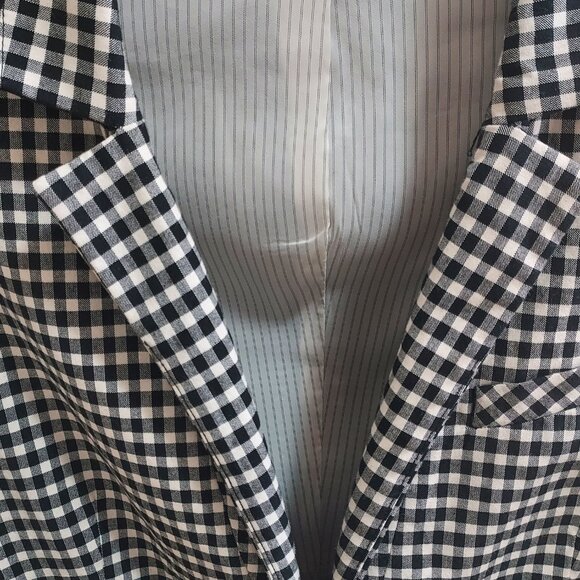Veronica Beard Black White Gingham Embossed Button Blazer - Picture 4 of 9